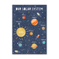 Solar System Wonders Dark Blue Mercury Sun Educational Wall Art