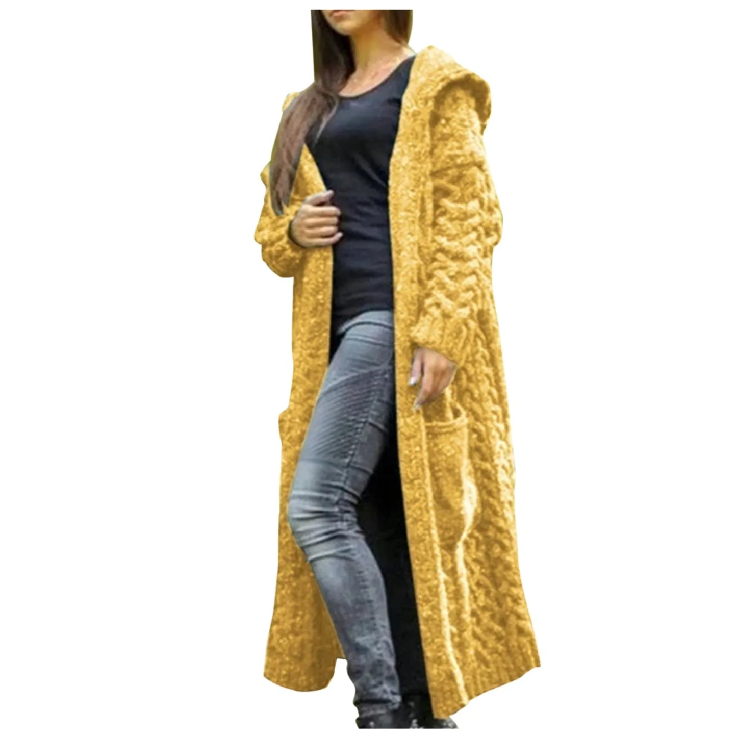 Chic Solid Color Women's Winter Cardigan