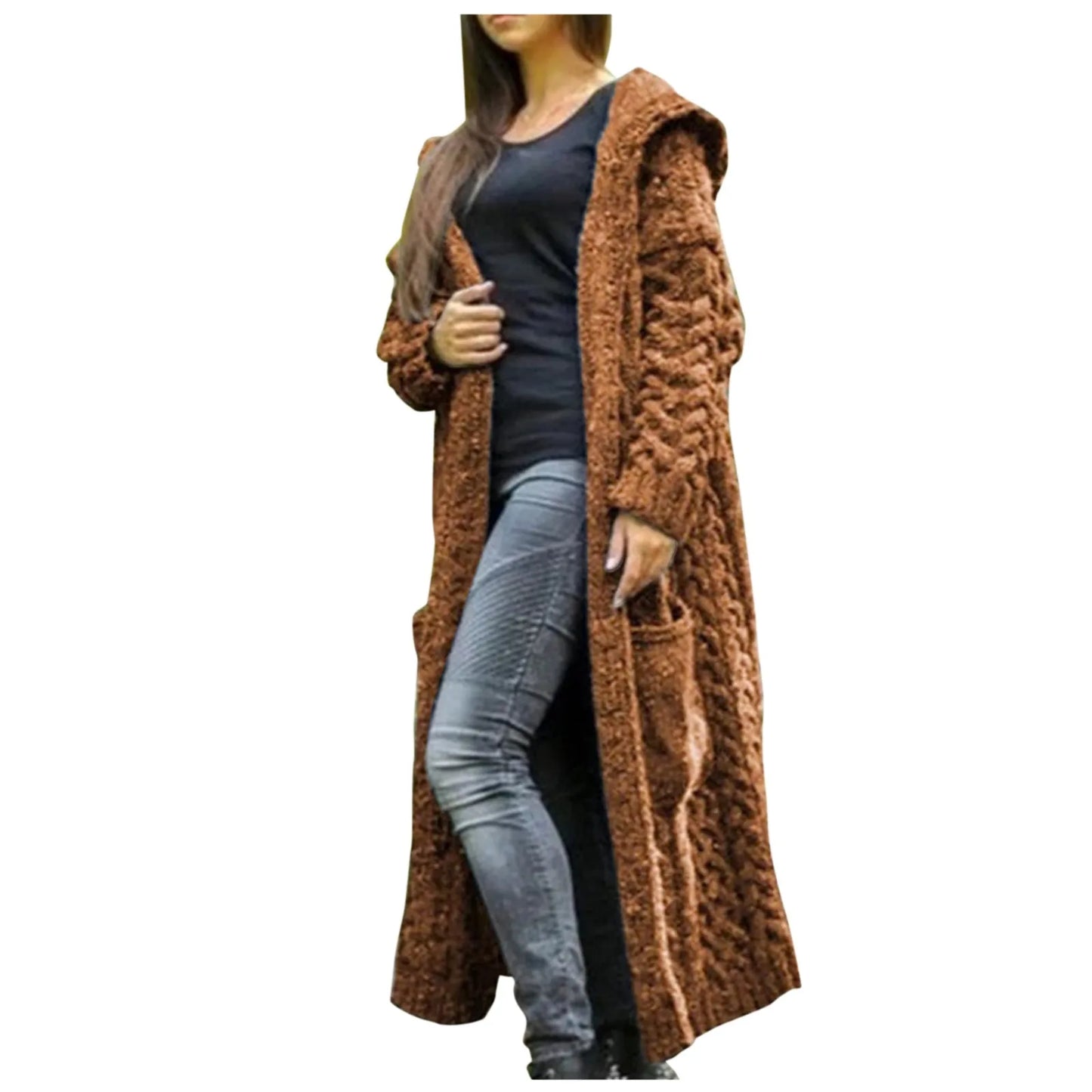 Chic Solid Color Women's Winter Cardigan