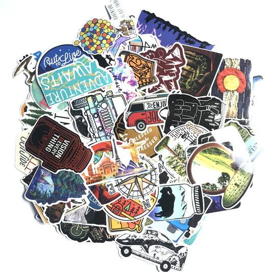 66Pcs Adventure Ready Outdoor Travel Stickers for Personalizing Gear and Belongings