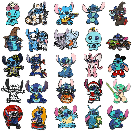 Charming Stitch Character Pins for Your Backpack