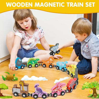 Magnetic Adventure Wooden Train Set for Early Learning