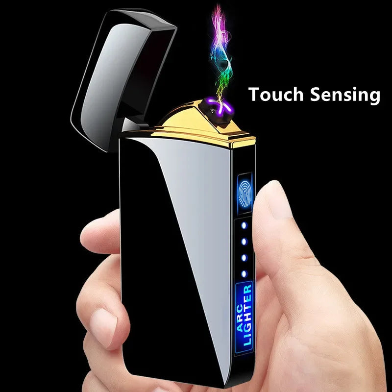 Sleek Rechargeable Dual Arc Plasma Lighter - Windproof & USB-C Powered