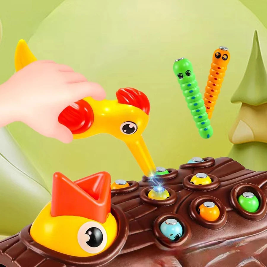 Woodpecker Worm Catching Adventure: Montessori Learning Toy for Kids