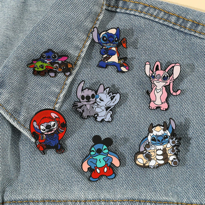 Charming Stitch Character Pins for Your Backpack