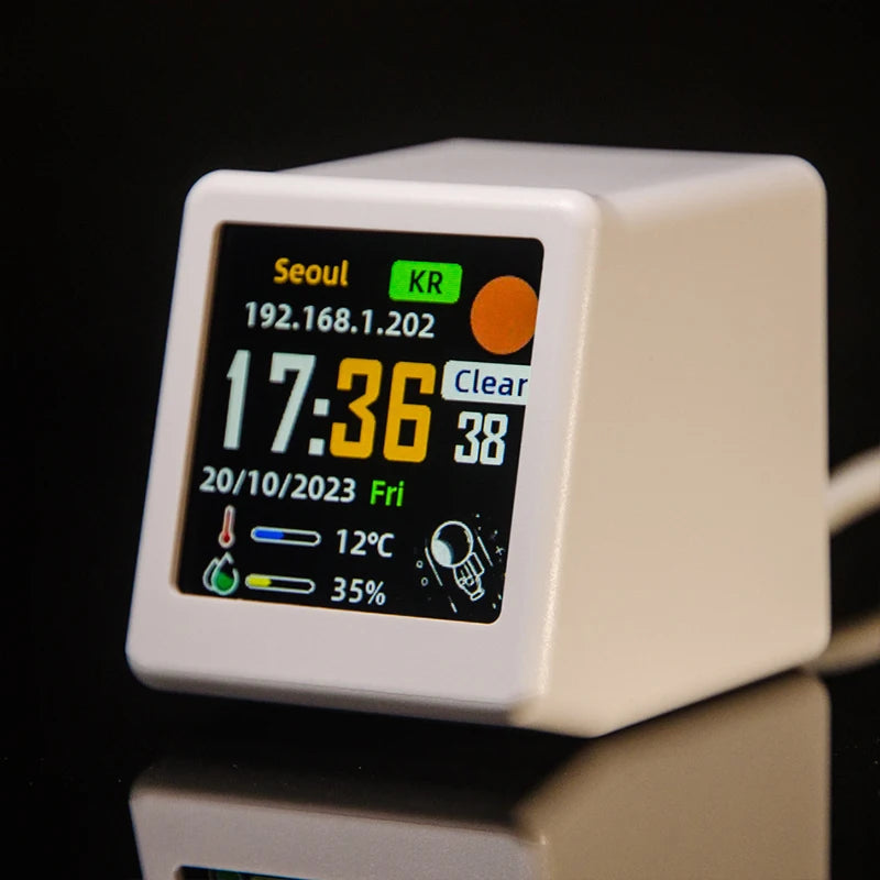 Compact Smart WiFi Weather Display Station with Customizable Features