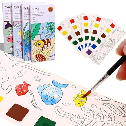 Portable Kids Watercolor Art Book - 20 Sheets of Creative Gouache Designs