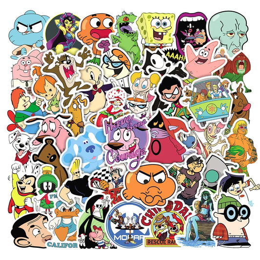 Nostalgic 90s Cartoon Graffiti Sticker Collection