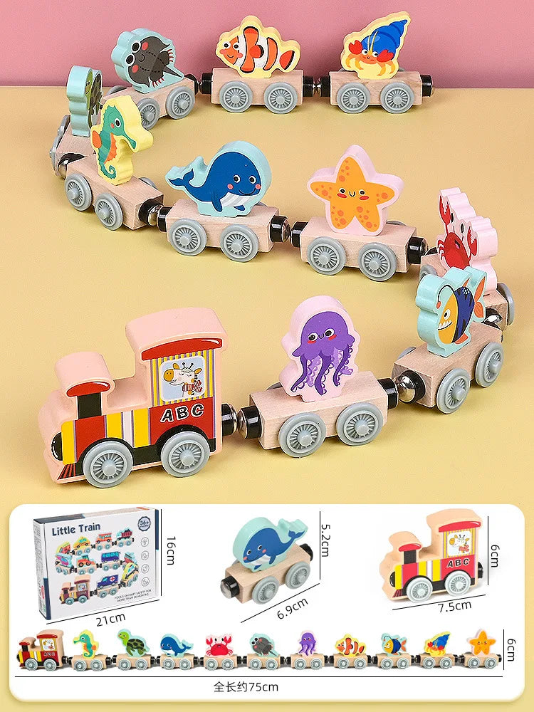 Magnetic Adventure Wooden Train Set for Early Learning