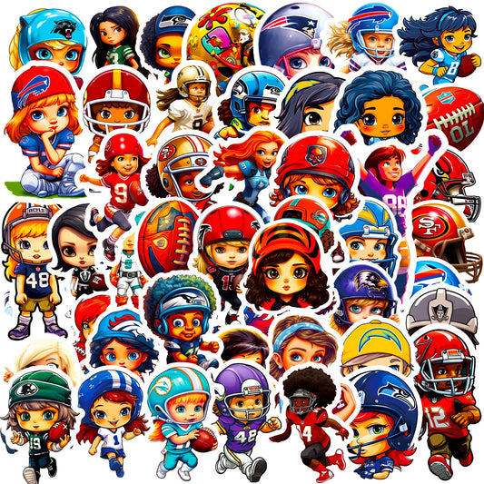 50-Piece Cartoon NFL Sticker Collection