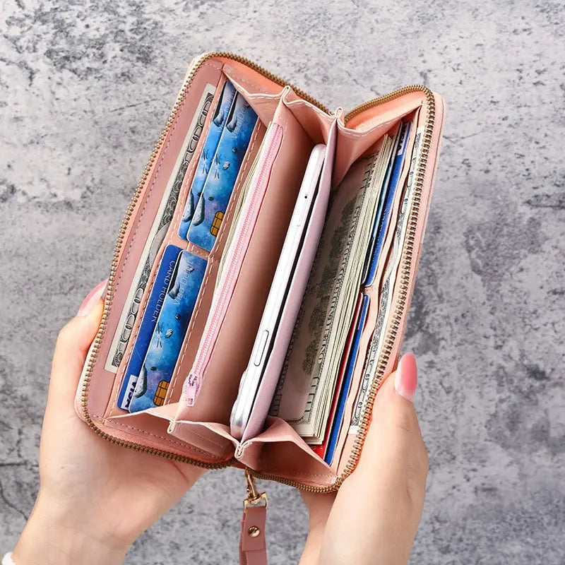 Chic PU Leather Zipper Wallet for Everyday Elegance