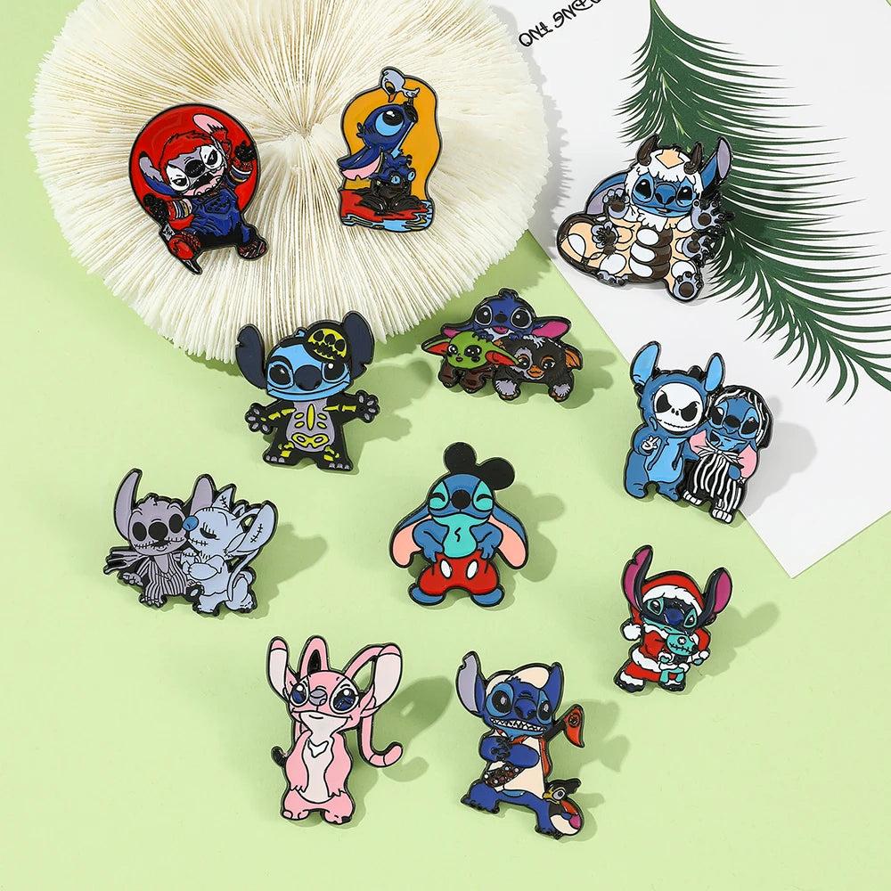 Charming Stitch Character Pins for Your Backpack