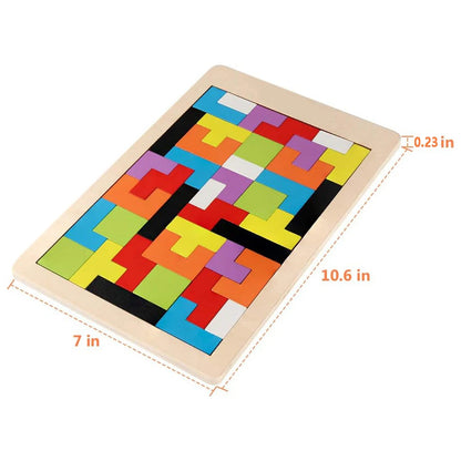 Colorful Wooden Tetris Puzzle for Kids - Engaging Early Education Toy for Logic and Creativity