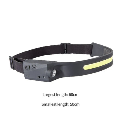 Bright COB 2024 Hand Sensor Headlamp: Multifunctional USB Rechargeable LED Flashlight for Outdoor Adventures and Night Activities