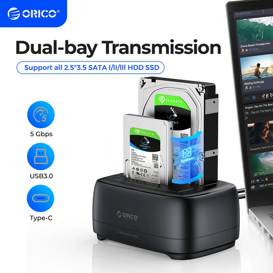 ORICO Dual-Bay USB 3.0 HDD Docking Station with 5Gbps Transfer Speed