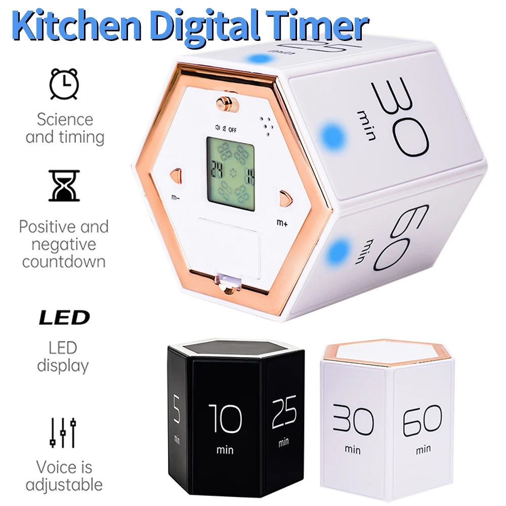 Innovative Hexagonal Countdown Timer with Gravity Flip Design