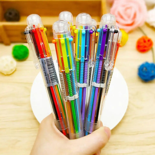 Vibrant 6-Color Transparent Ballpoint Pen for Creative Writing