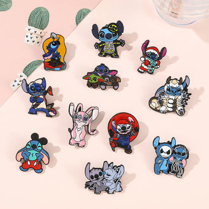 Charming Stitch Character Pins for Your Backpack