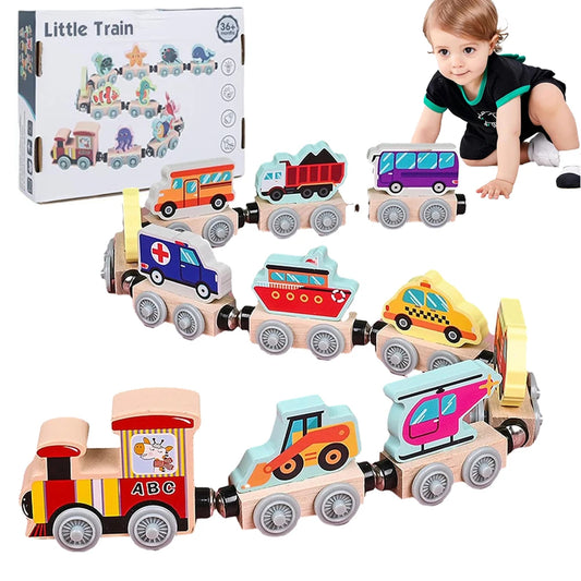 Magnetic Adventure Wooden Train Set for Early Learning