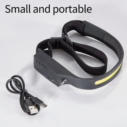 Bright COB 2024 Hand Sensor Headlamp: Multifunctional USB Rechargeable LED Flashlight for Outdoor Adventures and Night Activities